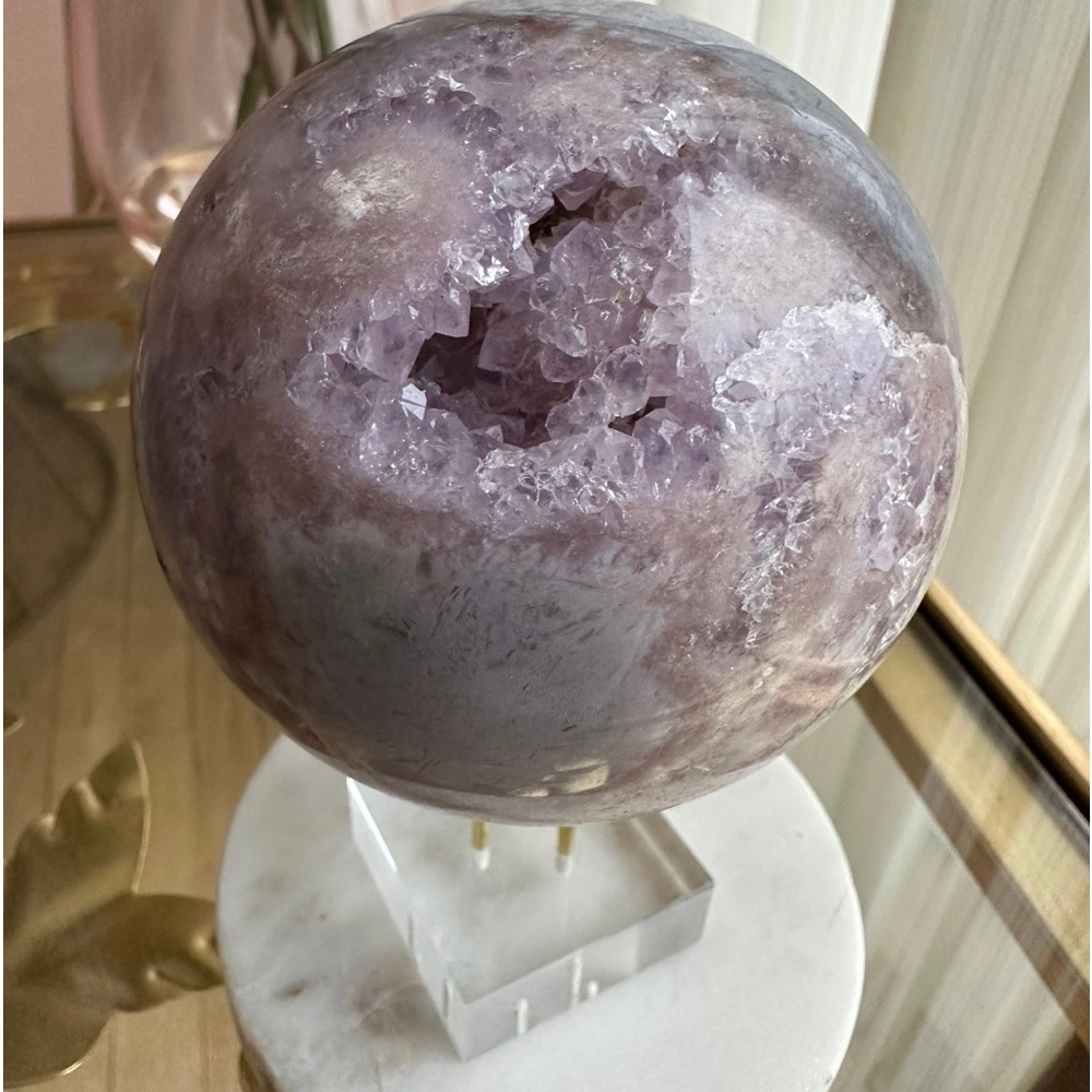 COPY - Pink Amethyst Crystal Sphere ball with druzy.
Weight: 895 grams
